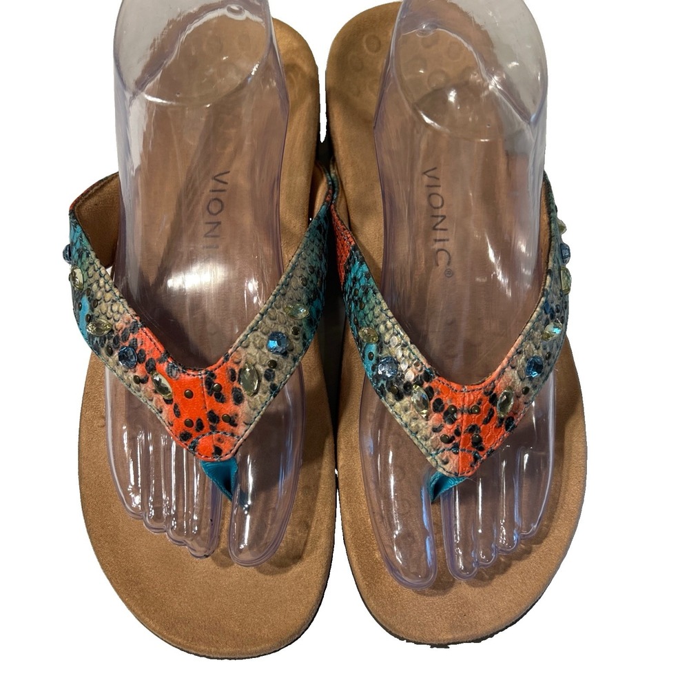 Vionic Lucia Snake Multicolored Sandal Flip Flop Women's US size 10